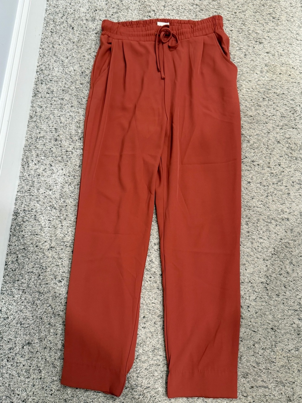 MELLODAY Rust Drawstring High-Waist Trousers